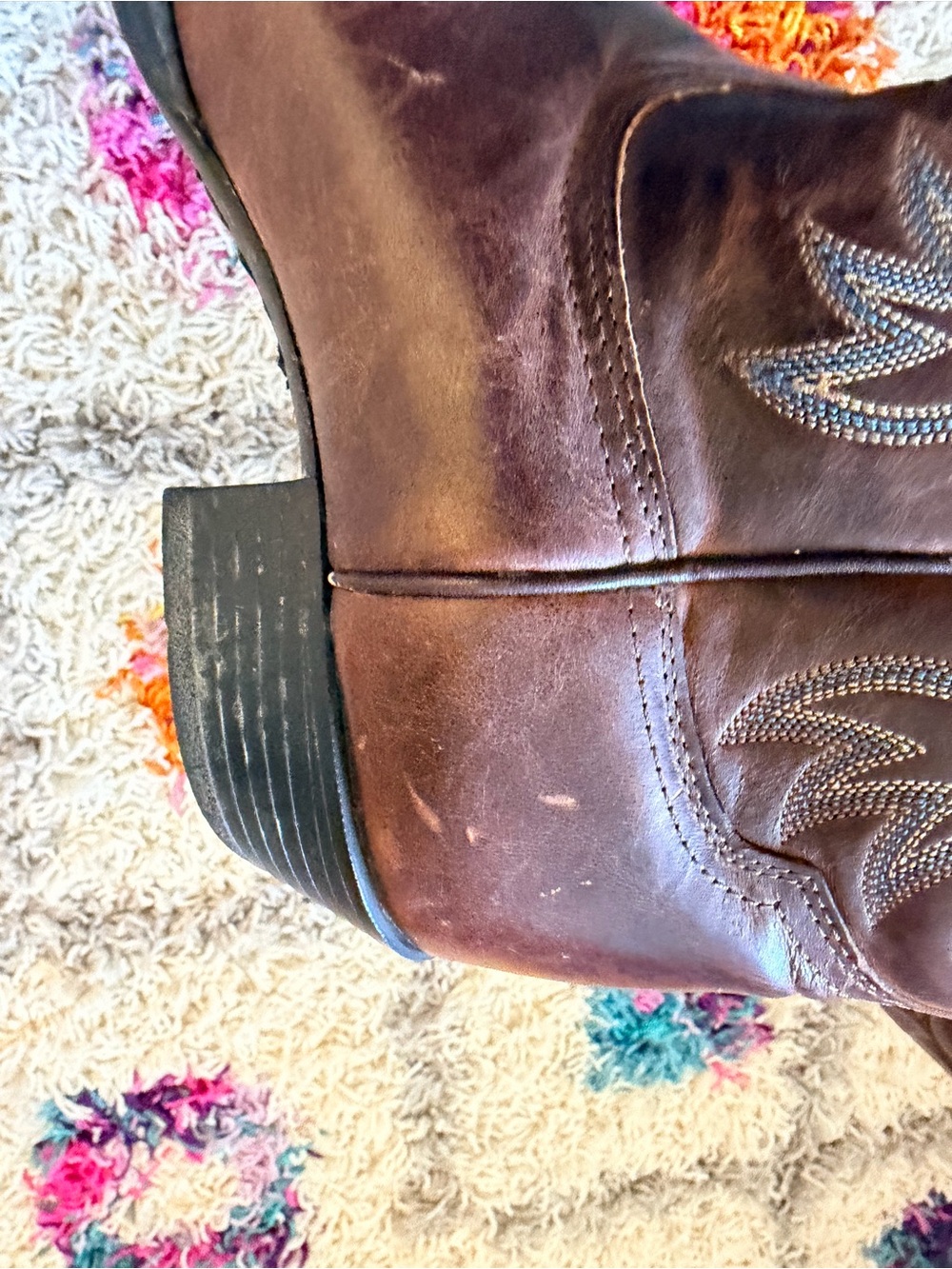 Ariat Men’s Heritage Brown Leather Western Boots with turquoise hue - Picture 8 of 8